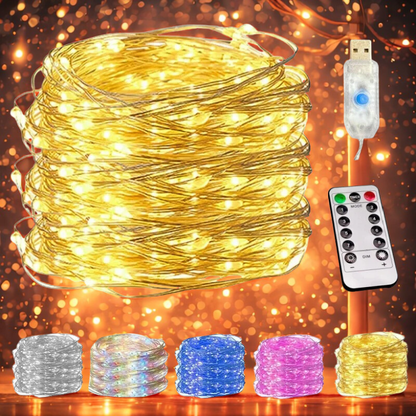 Luzes decorativas LED Fio De Fada Cordão Led 10 Metros 100 Leds Usb C/ Controle