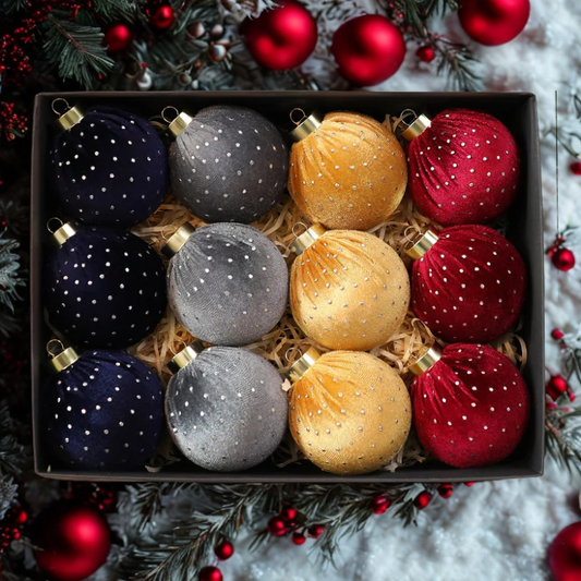 Bola de Natal de veludo bolas de enfeites de Natal de veludo de 8 cm para o Natal, 12 peças