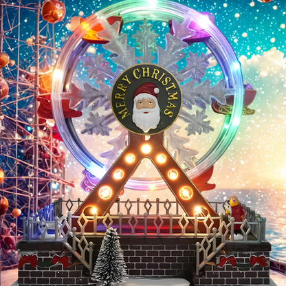 Roda-gigante rotativa de Natal de 28 cm com luzes LED, acompanhada música alegre Natal