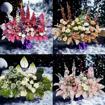 Flores artificiais de Natal Decoração de Natal, Folhagem natalina, arranjo natal, decoração