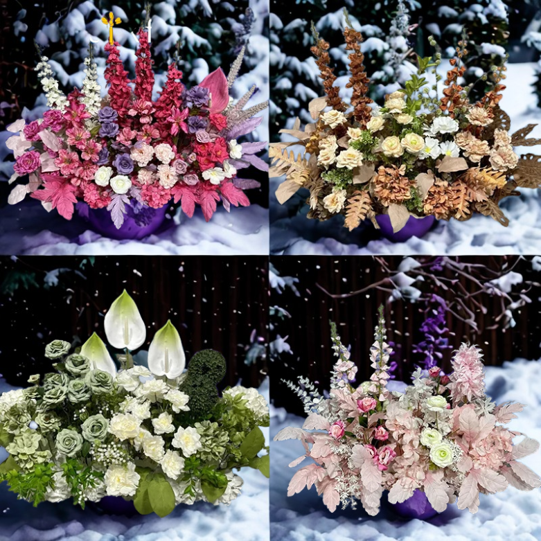 Flores artificiais de Natal Decoração de Natal, Folhagem natalina, arranjo natal, decoração