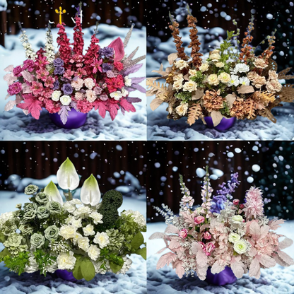 Flores artificiais de Natal Decoração de Natal, Folhagem natalina, arranjo natal, decoração