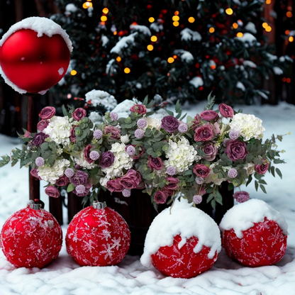 Flores decorações de Natal, 4 estilos de poinsétias artificiais de flores de Natal purpurina