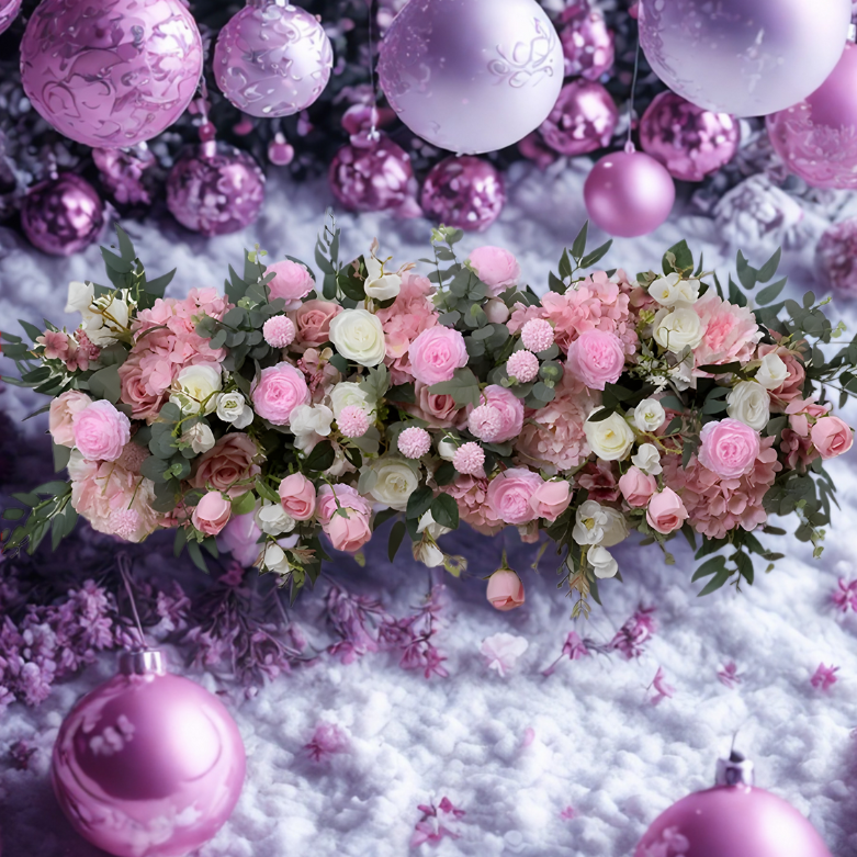 Flores decorações de Natal, 4 estilos de poinsétias artificiais de flores de Natal purpurina