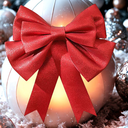 Laço Grande Natal Luxo Glitter 30/50/75cm Para Decoração - Cor Vermelho