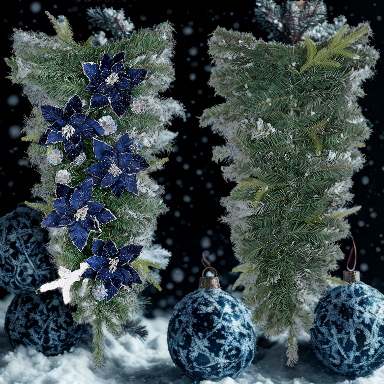 Guirlanda de Natal Azul Escuro em forma de gota para escadas de Natal, guirlandas Natal