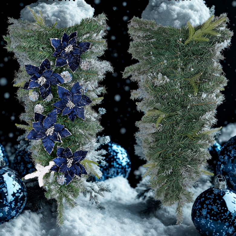 Guirlanda de Natal Azul Escuro em forma de gota para escadas de Natal, guirlandas Natal