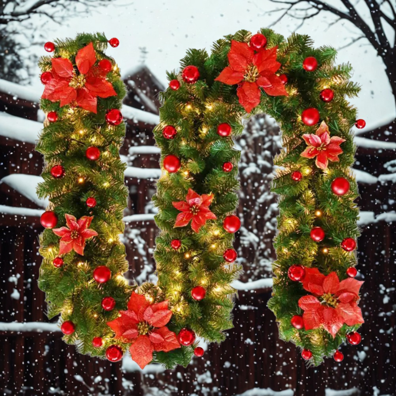 Coroa de vime LED de Natal verde decorativa 2,7 Metro Guirlanda Natal artificial Guirlanda