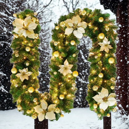 Coroa de vime LED de Natal verde decorativa 2,7 Metro Guirlanda Natal artificial Guirlanda