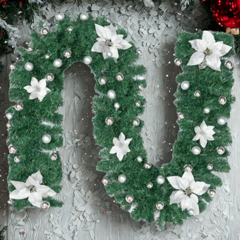 Coroa de vime LED de Natal verde decorativa 2,7 Metro Guirlanda Natal artificial Guirlanda