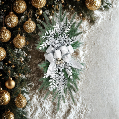 Guirlanda de Natal artificial, luzes de Natal sem fio, guirlanda rústica para escada Natal