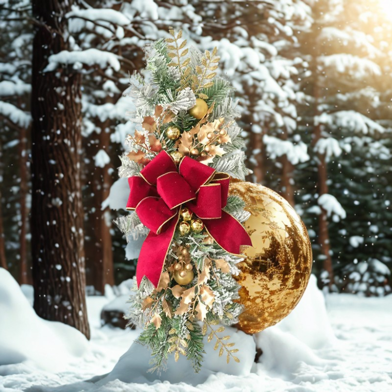 Guirlanda de Natal artificial, luzes de Natal sem fio, guirlanda rústica para escada Natal