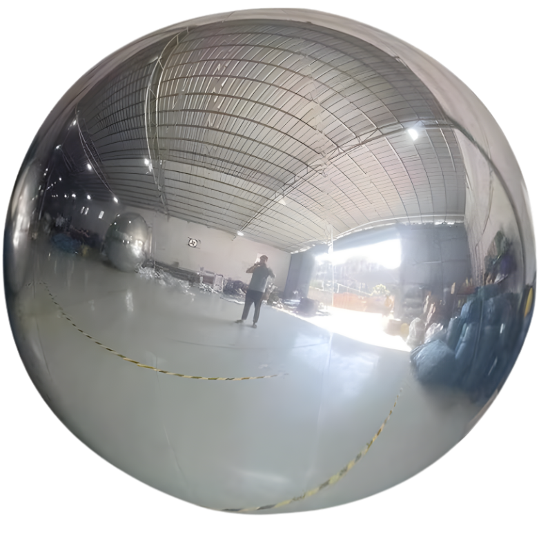 Bola de espelhos para shopping Bola de espelhos inflável, balão gigante espelhado prateado