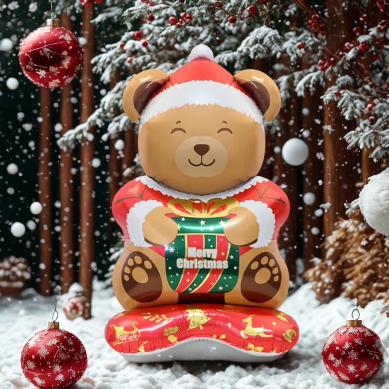 Kit de Balões de Natal, Decoração de Natal com Papai Noel e Boneco de Neve e Presente