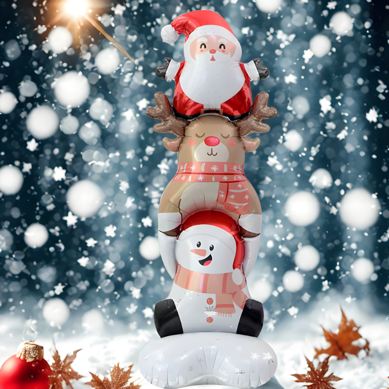 Kit de Balões de Natal, Decoração de Natal com Papai Noel e Boneco de Neve e Presente