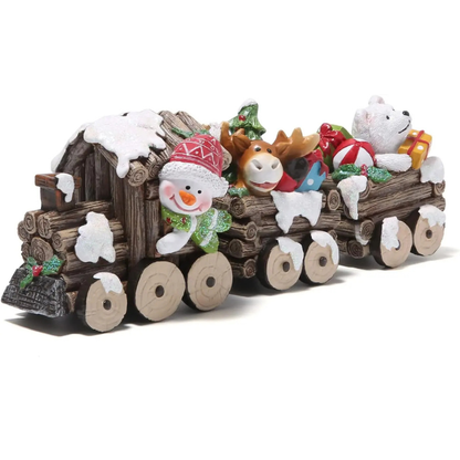 Trem de madeira com personagens de Natal Decoração de Natal Decoração Casa Interior