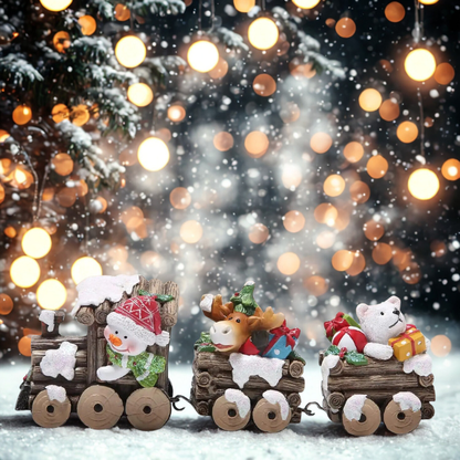 Trem de madeira com personagens de Natal Decoração de Natal Decoração Casa Interior
