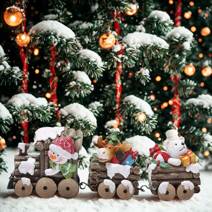 Trem de madeira com personagens de Natal Decoração de Natal Decoração Casa Interior