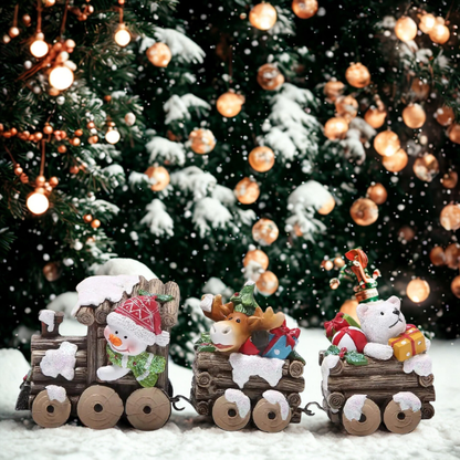 Trem de madeira com personagens de Natal Decoração de Natal Decoração Casa Interior