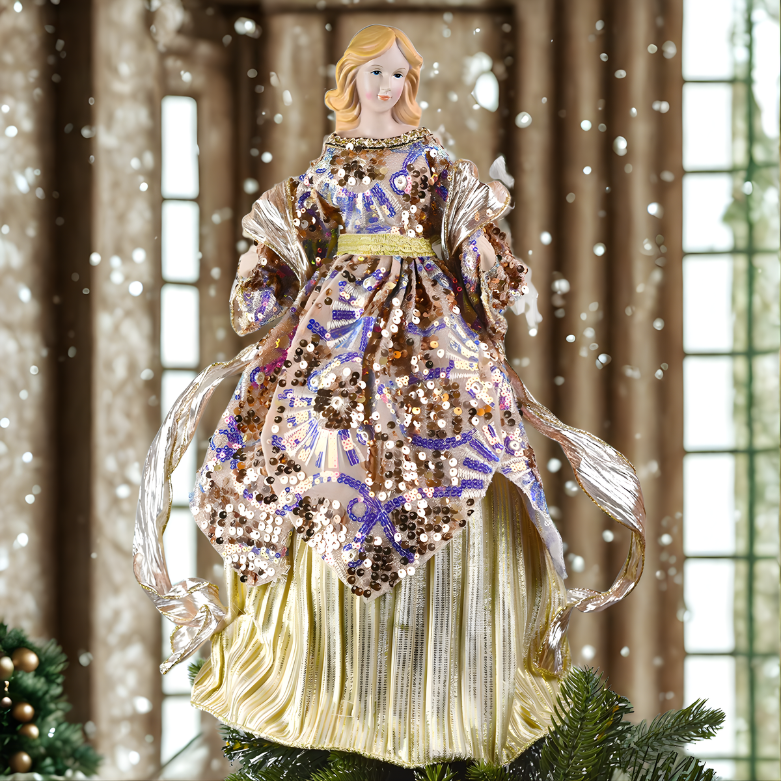 Anjo decorativo para árvore de natal enfeite de árvore de anjo Natal de 40,64cm com asas