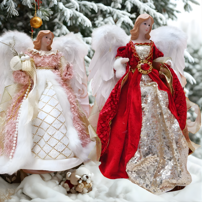 Anjo decorativo para árvore de natal enfeite de árvore de anjo Natal de 40,64cm com asas
