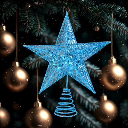 Ponteira Estrela Brilhante Glitter Dourada Prata Vermelha Ponteira Grande 20 cm Árvore