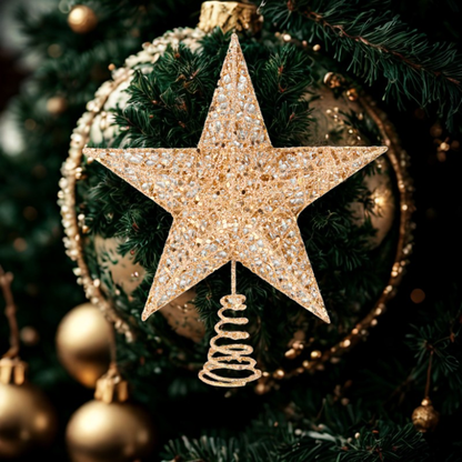 Ponteira Estrela Brilhante Glitter Dourada Prata Vermelha Ponteira Grande 20 cm Árvore