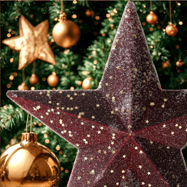 Ponteira Estrela de Natal Enfeite de árvore estrelada com glitter de 20CM*60g - champanhe