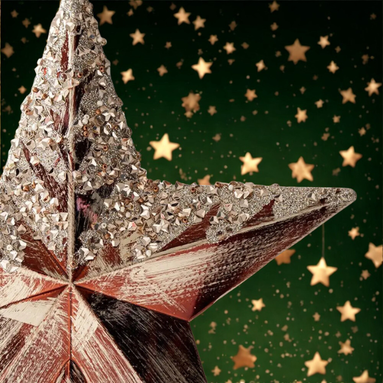 Ponteira Estrela de Natal Enfeite de árvore estrelada com glitter de 20CM*60g - champanhe