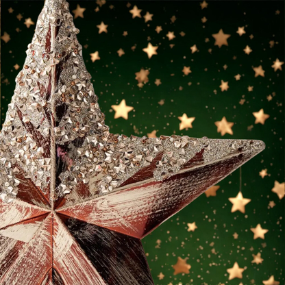 Ponteira Estrela de Natal Enfeite de árvore estrelada com glitter de 20CM*60g - champanhe