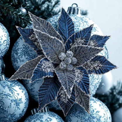 Flor De Natal Poinsétia Vermelho C/ Branco Enfeite e Árvore Terracota