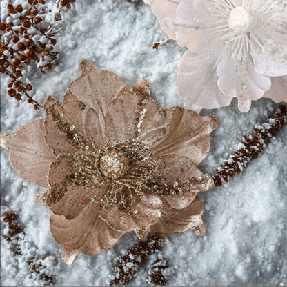 Flor De Natal Poinsettia glitter de natal poinsettia artificial enfeites flores de natal decorações