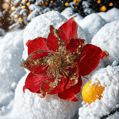 Flor De Natal Poinsettia glitter de natal poinsettia artificial enfeites flores de natal decorações