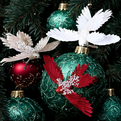 Bola pássaro decoração natalina Kit 1 Bolas De Natal 39*22cm Fosca Glitter Vermelho