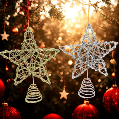 Ponteira Para Árvore De Natal Estrela Rose Com Glitter