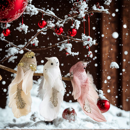 Pássaros Artificiais Natal Conjunto de 2 elefantes enfeites de árvore em forma de pássaros