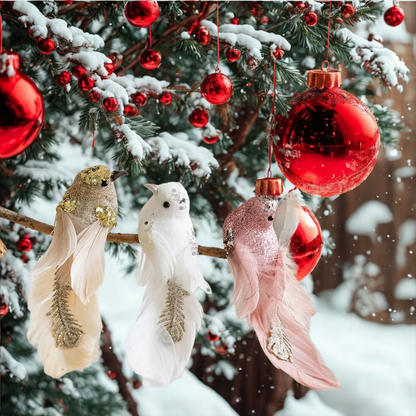 Pássaros Artificiais Natal Conjunto de 2 elefantes enfeites de árvore em forma de pássaros