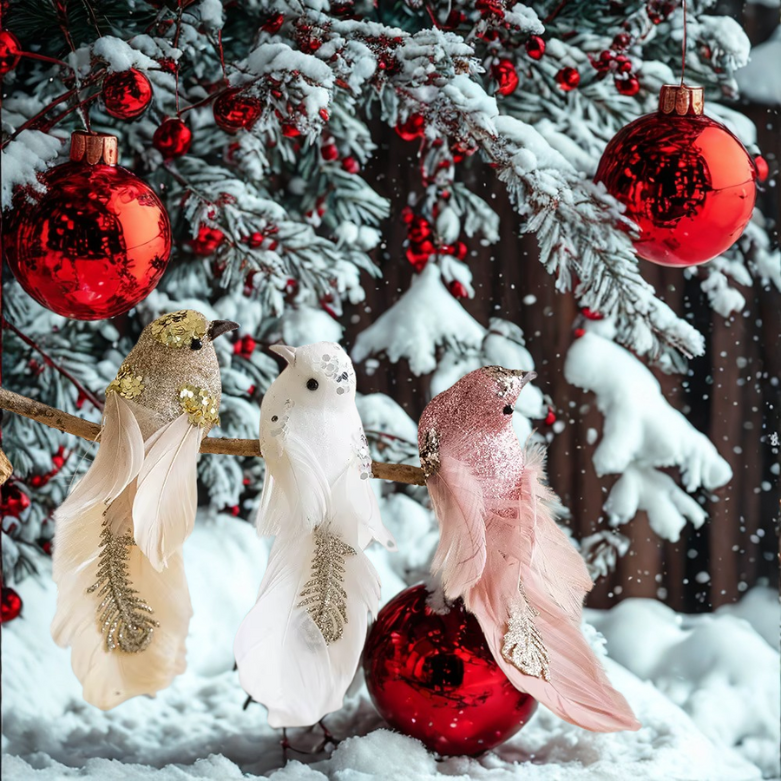 Pássaros Artificiais Natal Conjunto de 2 elefantes enfeites de árvore em forma de pássaros