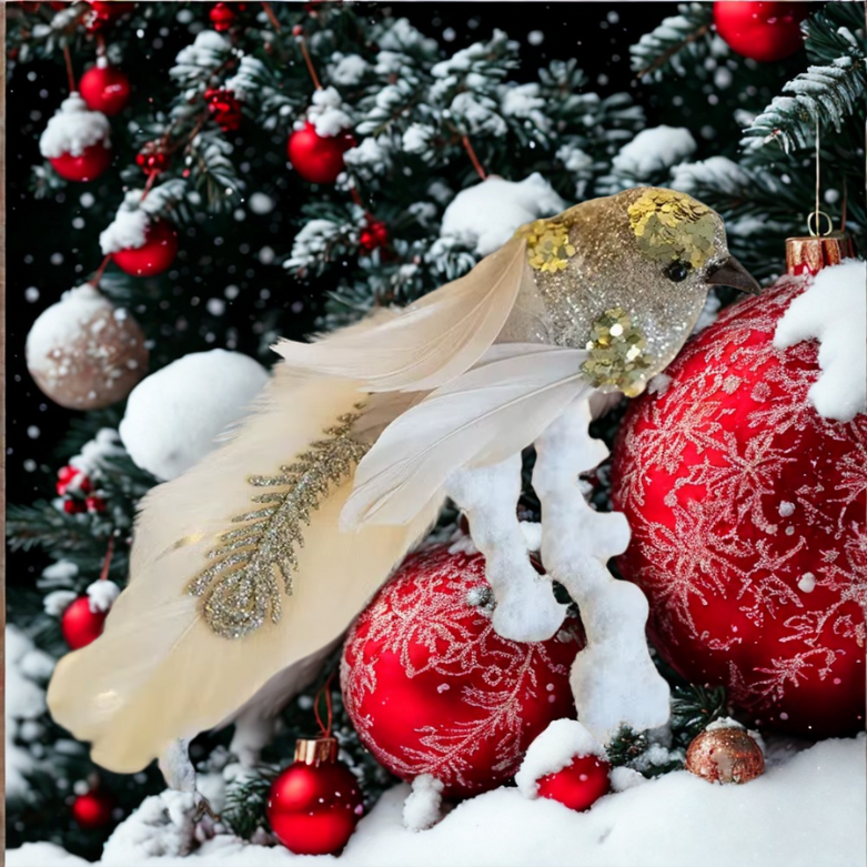 Pássaros Artificiais Natal Conjunto de 2 elefantes enfeites de árvore em forma de pássaros