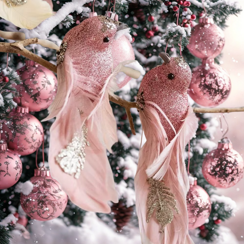 Pássaros Artificiais Natal Conjunto de 2 elefantes enfeites de árvore em forma de pássaros