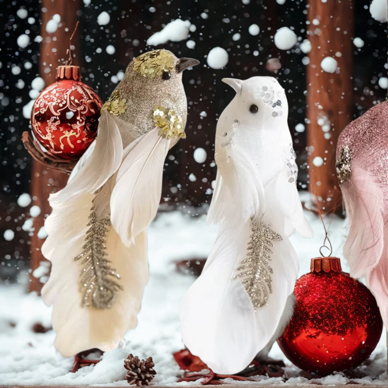 Pássaros Artificiais Natal Conjunto de 2 elefantes enfeites de árvore em forma de pássaros