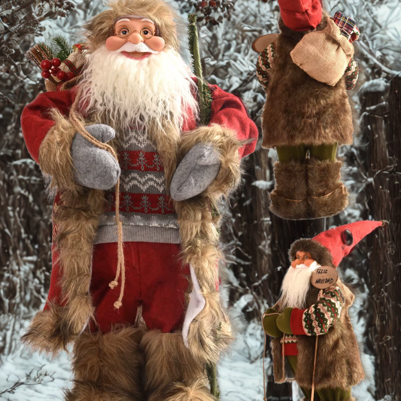 Papai Noel lenhador rústico 2 peças boneco enfeite 45*25CM luxo natal