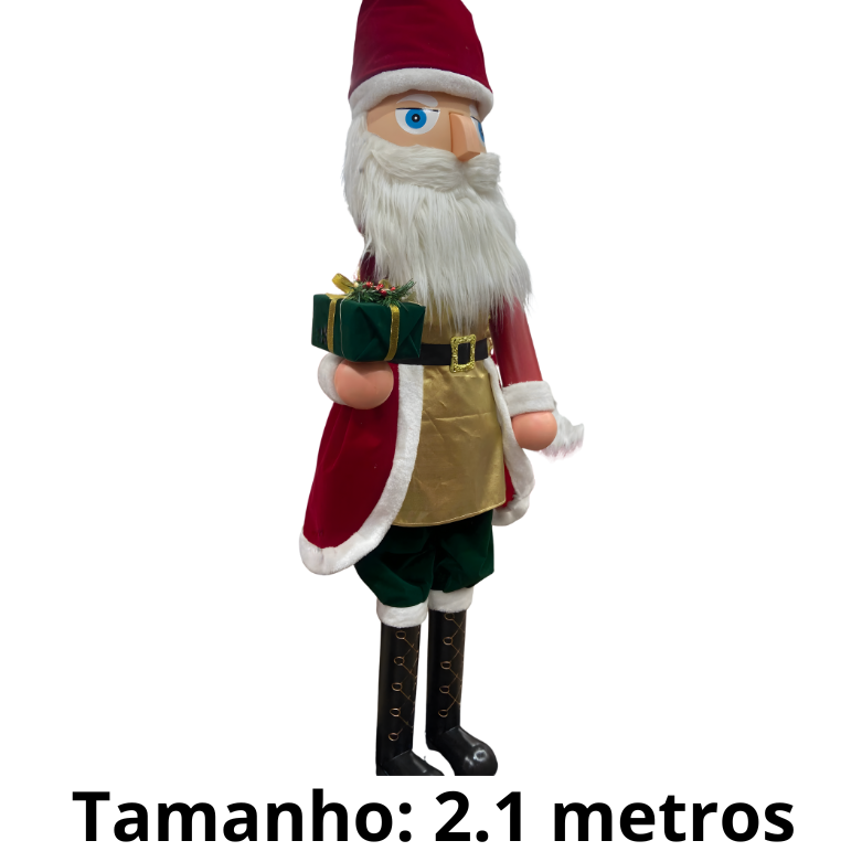 Enfeite de Natal Quebra Nozes Shopping Decoração Natal Madeira 2.1 metros, Grande