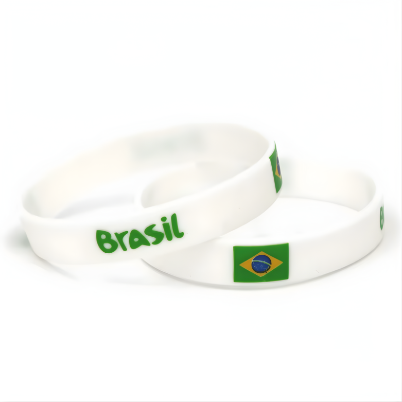 Pulseira de Copa do Mundo Pulseira de silicone com a do Brasil, 300 peças, nacional Brasil