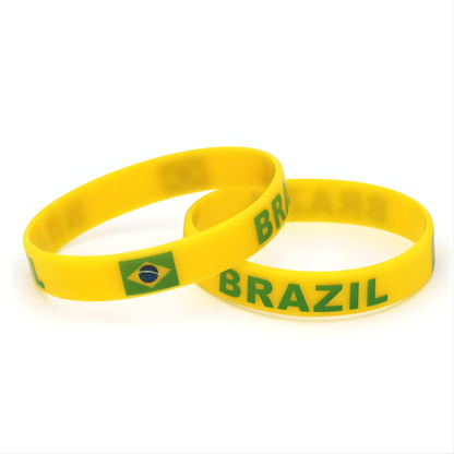 Pulseira de Copa do Mundo Pulseira de silicone com a do Brasil, 300 peças, nacional Brasil
