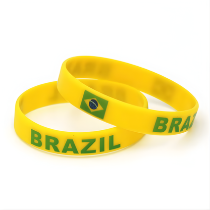 Pulseira de Copa do Mundo Pulseira de silicone com a do Brasil, 300 peças, nacional Brasil