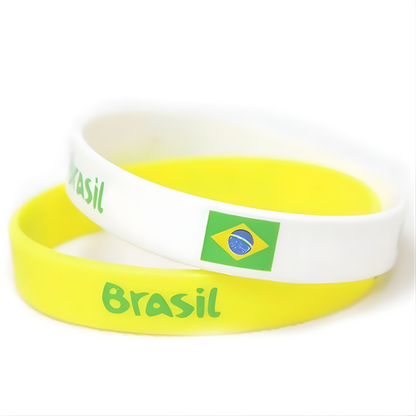 Pulseira de Copa do Mundo Pulseira de silicone com a do Brasil, 300 peças, nacional Brasil