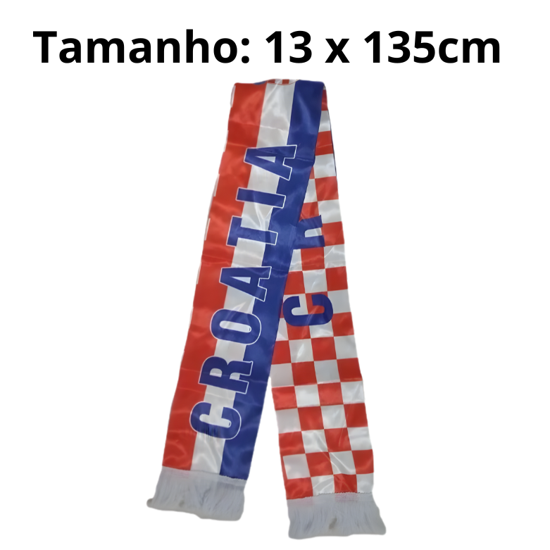 Cachecol da Croácia Copa do Mundo, Cachecol de Futebol da Copa do Mundo de 13*135cm