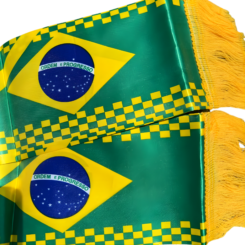 Kit 1 Faixa Cachecol Brasil Torcida Copa Do Mundo Violeta Amarelo 1,35cm