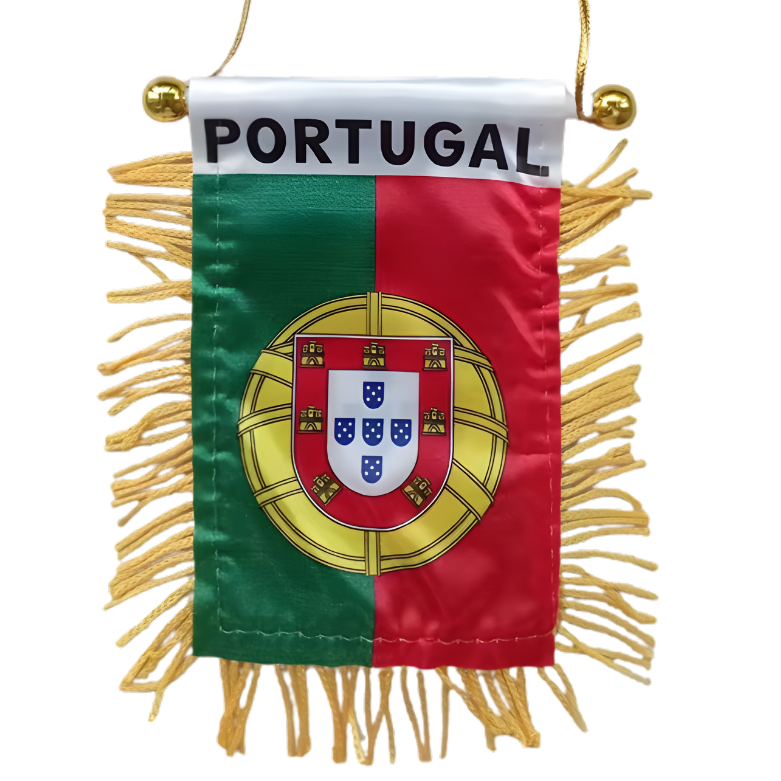 Flamula Mini Bandeira Copa do Mundo para pendurar com franjas de Portugal 8*12cm